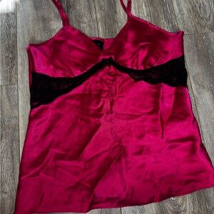 Apt. 9 Fuchsia Satin Cami with Black Lace Trim